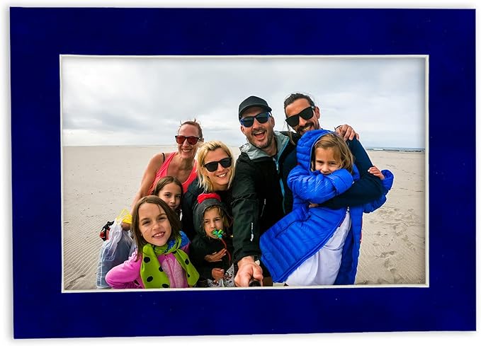 8x10 Mat Bevel Cut for 5x8 Photos - Acid Free Royal Blue Suede Precut Matboard - For Pictures, Photos, Framing - 4-ply Thickness