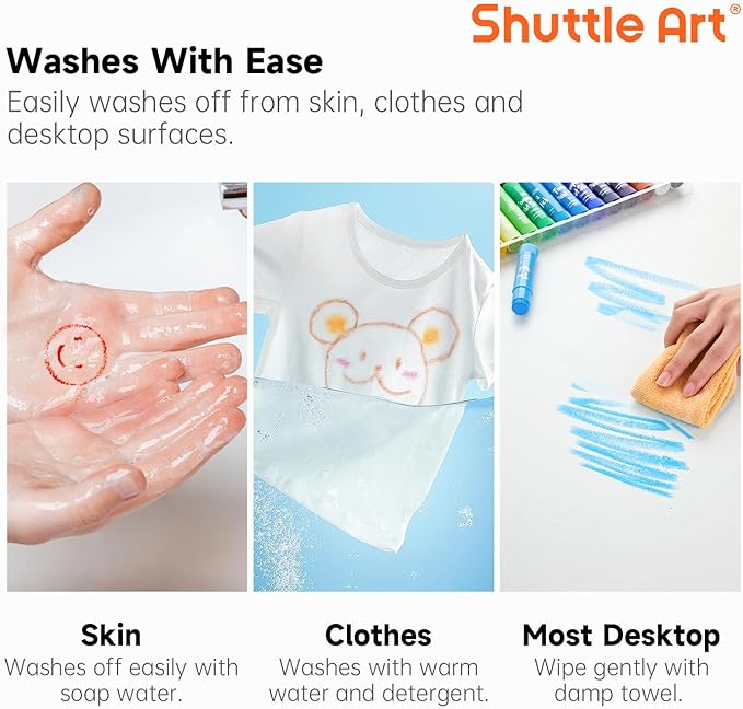 Shuttle Art Tempera Paint Sticks - 30 Solid Colours - Quick Drying - Works Great on Paper, Wood, Glass, Ceramic, Canvas