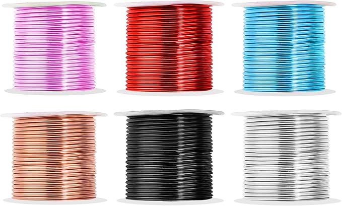 Mandala Crafts 13 Gauge Anodized Aluminum Craft Wire for Jewelry Making - 300 FT Colored Flexible Silver Copper Black Pink Ice Blue Red Wire - Bendable for Bonsai Armature Crafting Sculpting