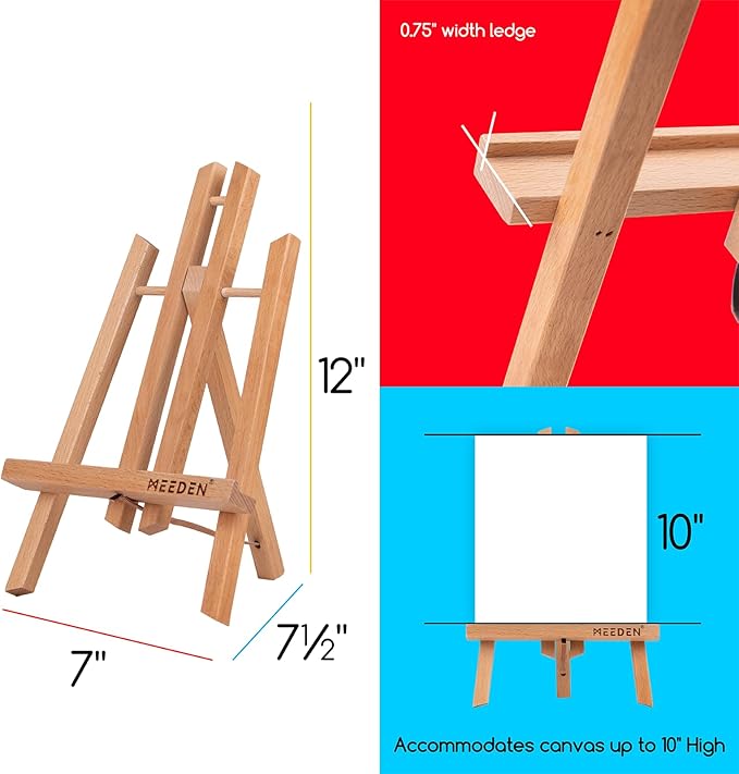 MEEDEN 12 Inch Small Tabletop Easel: 12 Pack Beech Wood Easel for Painting - Display Table Top Easel Canvas Stand for Painting Sign