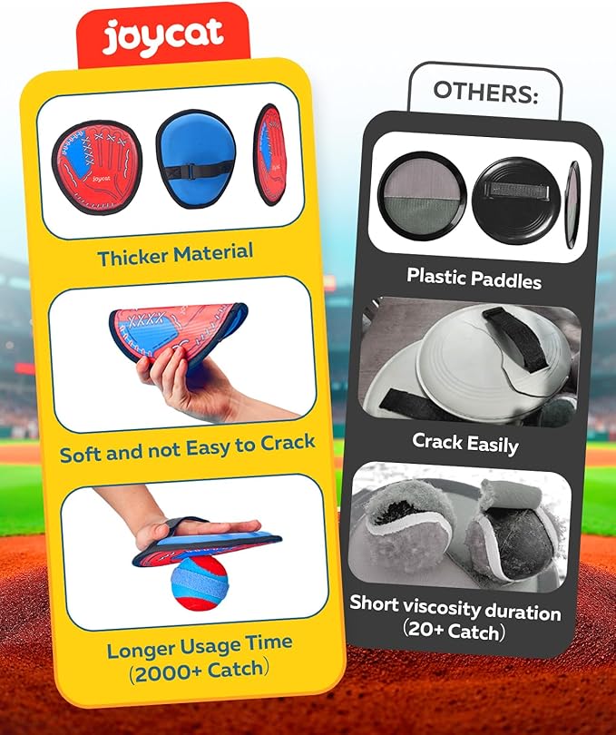JoyCat Toss and Catch Ball Game Set,Toddler Baseball Glove,Beach Pool Yard Camping Games,Kids Sports & Outdoor Play Toys for Family,Outside Toys for 3 4 5 6 7 8 9 10+Year Old Boys Girls Birthday Gifts