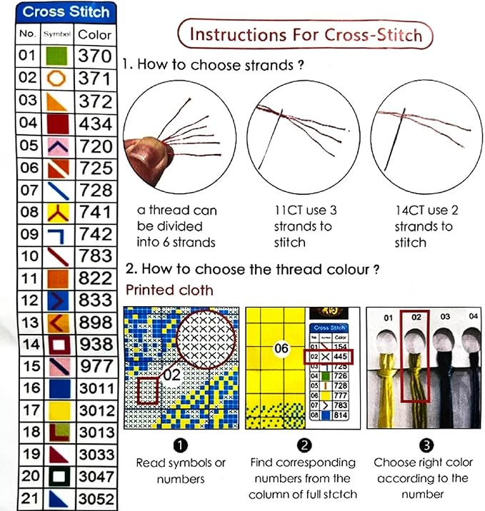Joyhoor Stamped Cross Stitch Kits for Beginners, Needlepoint Kits for Adults, 11CT Counted Embroidery Kits-Fire Phoenix 18x18 inchs