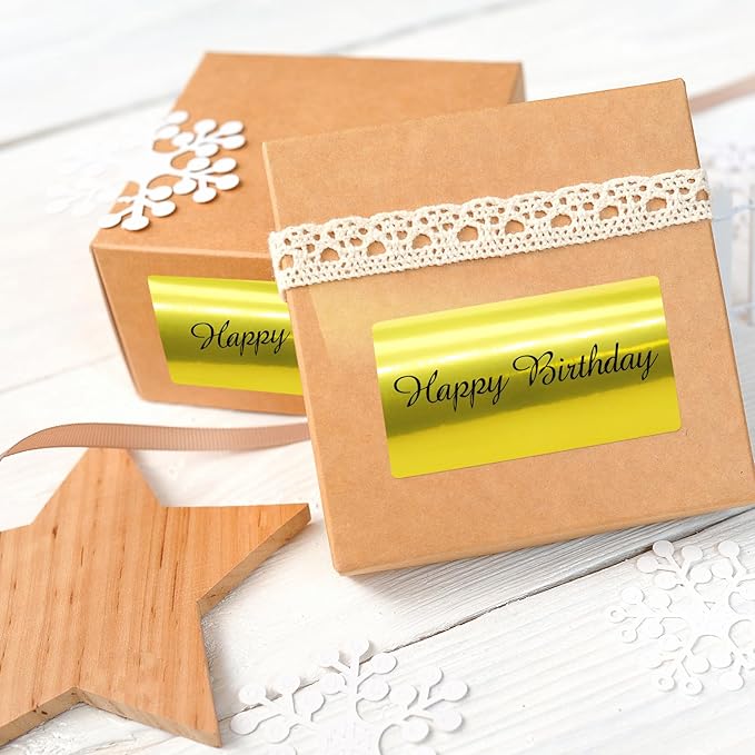 2" x 4" Gold Thermal Label Stickers,Waterproof Thermal Printer Sticker Labels for Gift Wrapping, Self-Adhesive Name Price Tag DIY Custom Logo Design (250 pcs,Gold)