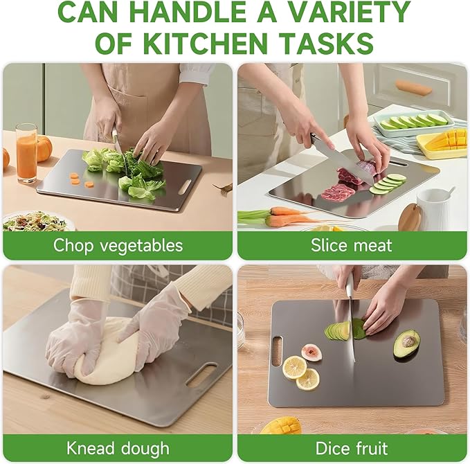 Titanium Cutting Board - 2025 New Upgrade 100% Pure Titanium Cutting Boards for Kitchen Double Sided Non Toxic Cutting Board,Hygiene Durable Dishwasher Safe Chopping Board (M:13.38IN*9.05IN)