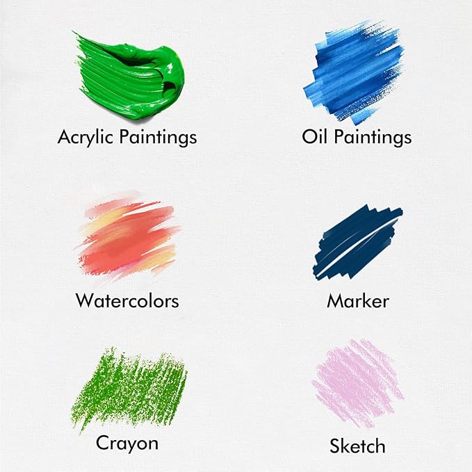 ESRICH Canvas for Painting, 32 Pack Multi-Size Canvas Boards for Painting 8pcs of Each 4x4, 5x5, 5x7, 8x10 Blank Canvases-Cotton Primed Painting Canvas Panels for Adult & Kids for Acrylic Oil Paint