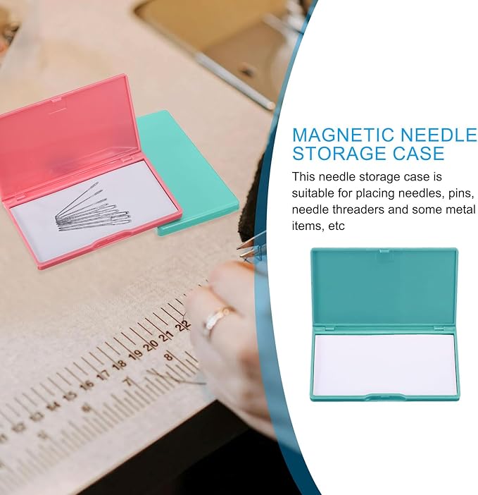 PATIKIL Magnetic Needle Storage Case, Plastic Portable Sewing Pin Keeper Needle Organizer Box Container for Embroidery Knitting Stitching, Dark Green