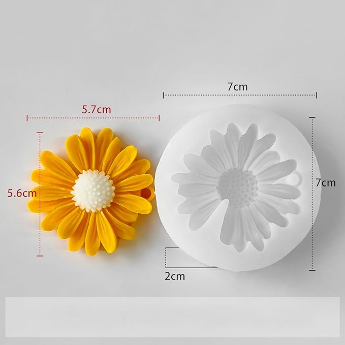 2 Pack Daisy Flower Mold - 2 Style - Resin Casting Silicone Molds for Home Decor & Candle Making Wave Spiral Mold