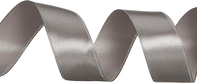 1 Inch Steel Gray Solid Satin Ribbon, 50 Yards Craft Fabric Ribbon for Gift Wrapping Floral Bouquets Wedding Party Decoration