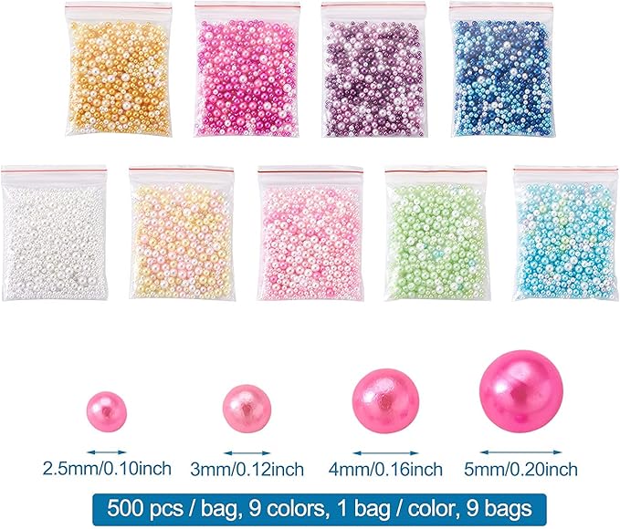 3300pcs Resin Beads Resin Bubble Beads No Hole Imitation Pearls Loose Beads Resin Round Spacer Beads for Resin Crafting and Nail Arts Jewelry Making 9 Colors