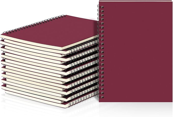 Yahenda 18 Pcs Spiral Notebook Bulk A5 Journal Lined 8.3'' x 5.5'' Writing Composition Paper Small Notepad Subject Notebook for Students Office Business Back to School Supplies (Wine Red)