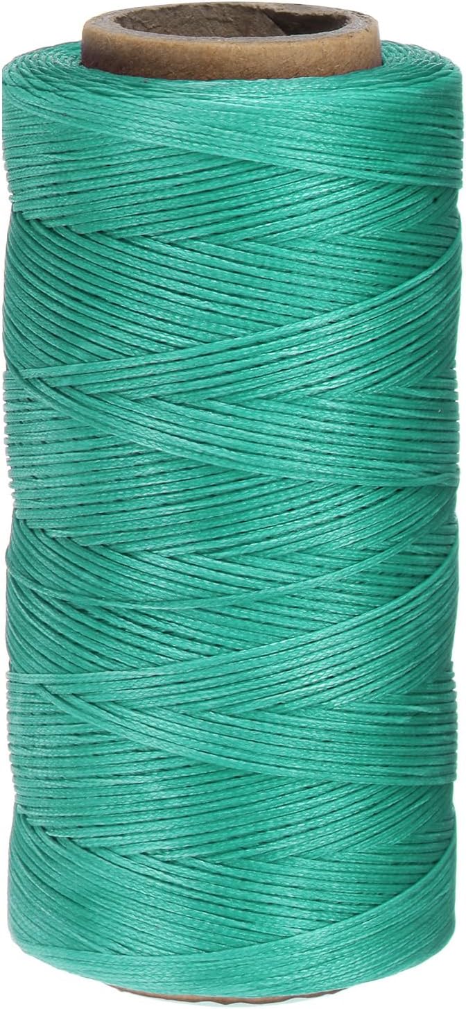 uxcell Leather Sewing Waxed Thread, 284 Yards / 260m 0.8mm 150D Flat Polyester All-Purpose Threads for Leather Crafts, Bookbinding, Turquoise