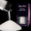 Renfio Ultra Fine Glitter Powder Metallic Resin Glitter 2.11 Oz (60g) PET Flakes Crafts Sequins 1/128" 0.008" 0.2mm Epoxy Chips Flakes for Tumblers Slime Decoration - Clear