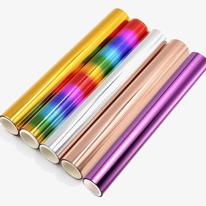 5PCS Toner Reactive Foil,Reactive Foil Transfer Foil Paper for Laminator,Hot Stamping Foil Paper by Laser Printer and Laminator for Scrapbooking Craft Cardmaking DIY Album Cardstock 5mx19.3cm