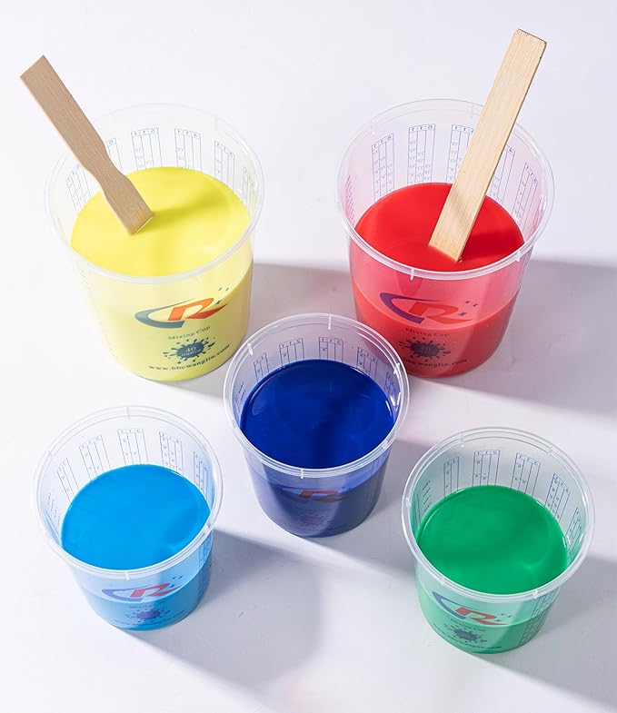 Paint Mixing Cup 20 Ounce, Accurate Measurements in Ratios and OZ. and ML, 36PCS Plastic Graduated Measuring Cups with 12PCS Lids for Paint, Resin, Epoxy, Acrylic, Pigments, Art