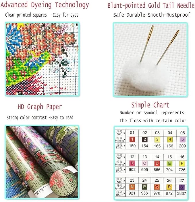 Joyhoor Stamped Cross Stitch Kits for Beginners, Needlepoint Kits for Adults, 11CT Counted Embroidery Kits-Late Autumn Elk 18x18 inchs