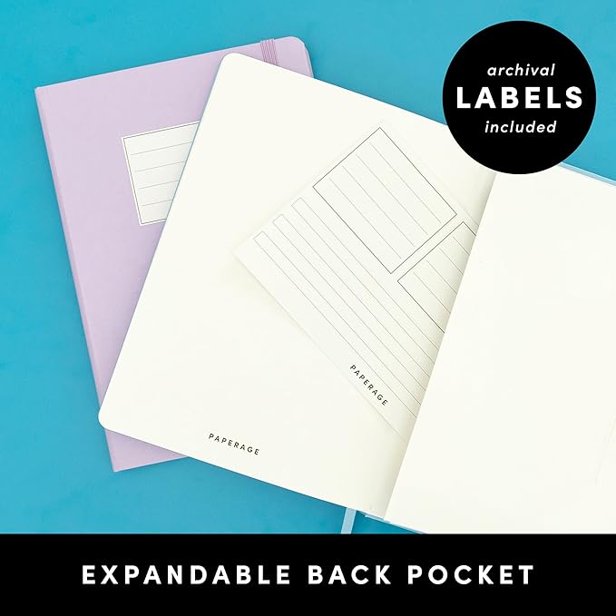 PAPERAGE Blank Journal Notebook, (Light Blue), 160 Pages, Medium 5.6 in x 8 in - 100 GSM Thick Paper – Hardcover Journaling Notebook for Work, School, Note Taking or Sketching