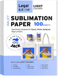 Printers Jack Sublimation Paper 8.5x14 inches, 100 Sheets 120gsm for Any Epson Sawgrass Inkjet Printer with Sublimation Ink, Heat Transfer Sublimation Paper for T-shirt, Mugs, Light Fabric