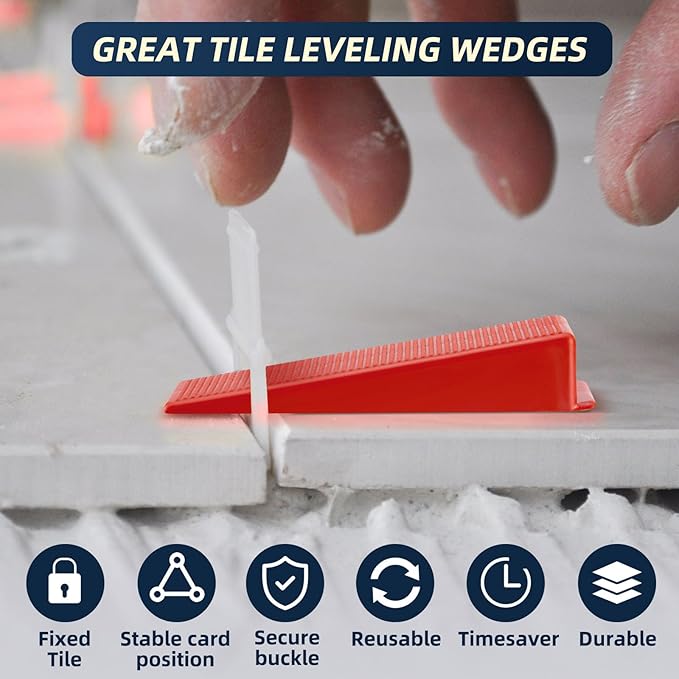 Tile Leveling System with Plier and Rubber Mallet, 1500 Pcs Tile Spacers Clips 200 Pcs Reusable Wedges, Leveler Tool Set for DIY Professional Ceramic Tile and Stone Installation (1/16 Inch)