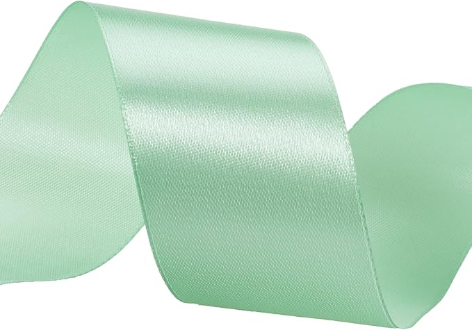 1 1/2 Inch Mint Green Solid Satin Ribbon, 50 Yards Craft Fabric Ribbon for Gift Wrapping Floral Bouquets Wedding Party Decoration