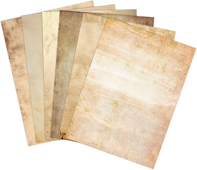100GSM 48Sheets Vintage Antique Printing Paper, A4 8" x 11" Double-sided Old Looking Parchment Aged Paper for Letter Writing, Scrapbooking,Handmade Craft,Resume,Certificate