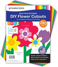FreshCut Crafts: 280 Pieces of DIY Flower Cutouts with IDEA Guide - 2-Sided Punch Out Tulips, Daisies, Daffodils, Flowers Ideal for Spring Craft Projects, and Mother's Day DIY Gift Craft