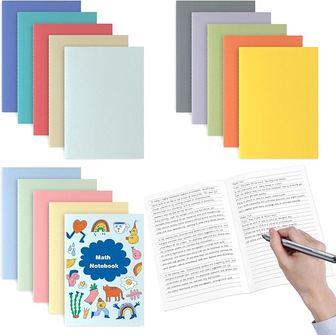 Journaling Notebooks A5 College Ruled Notebook 16 Pack Lined Small Kraft Notebooks Bulk 8.3x5.5 Inches, 16 Colors Composition Notebooks Writing Journal School Supplies for Work and Travel