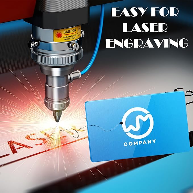 weparmeety 100 Pcs Metal Engraving Blanks Colorful Aluminum Sheet Laser Engraving Business Card Multipurpose DIY Gift Cards 86 x 54 x 0.21 mm（5 Colors)