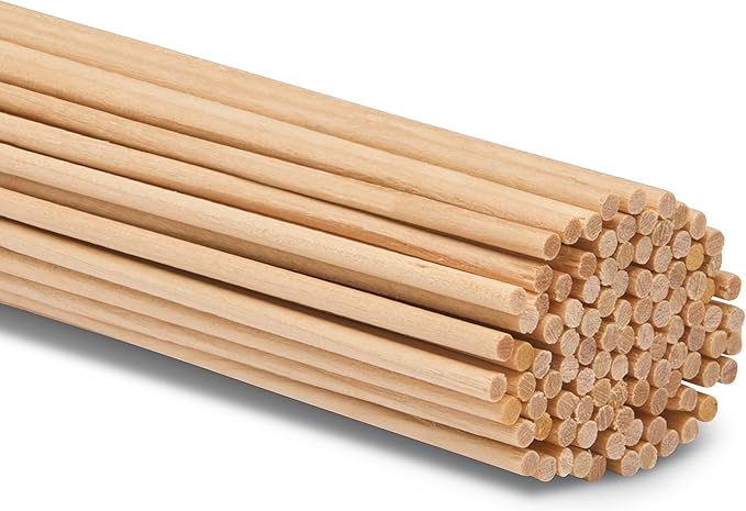 Dowel Rods Wood Sticks Wooden Dowel Rods 1/8 x 36 Inch Unfinished Hardwood Sticks for Crafts and DIYers 100 Pieces by Woodpeckers