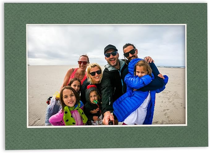 8x10 Mat Bevel Cut for 5x8 Photos - Acid Free Hunter Green Precut Matboard - For Pictures, Photos, Framing - 4-ply Thickness