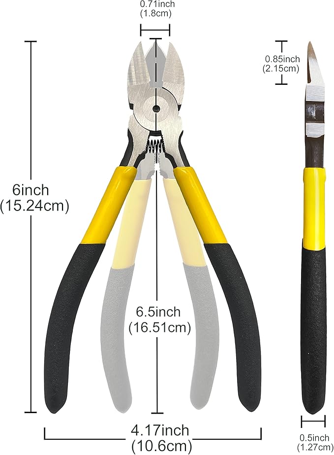 Wire Cutters, 6 Pack, BOOSDEN 6.5" Flush Cutters Spring Loaded Pliers Side Cutting Pliers Diagonal Cutting Pliers Dikes Wire Cutters Side Cutters for Crafts Electrician Work Jewelry Making
