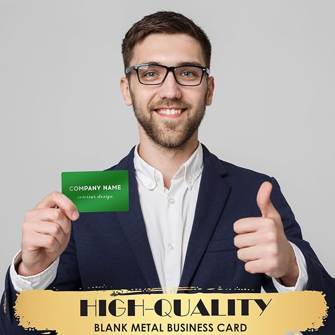 weparmeety 100 Pcs Metal Engraving Blanks Aluminum Sheet Laser Engraving Business Card Multipurpose Engraving DIY Gift Cards 86 x 54 x 0.21 m (Green)