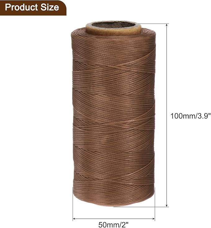 Uxcell 150D 0.8mm Flat Waxed Thread, 284 Yards, Polyester, Light Brown, 1 Roll