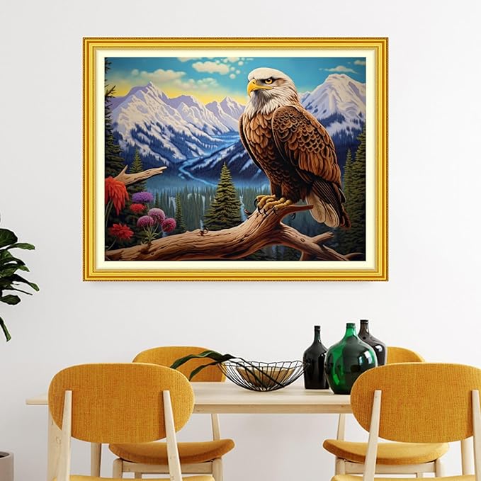 Artvxeay Stamped Cross Stitch Kits Beginners Full Range of Embroidery Starter Kits for Adults Printed Cross Stitching DIY Needlepoint Kit 11CT - (Eagle Scenery 16x20 inch)