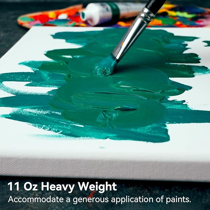 PHOENIX 12x12 Inch 4 Pack Artist Canvas - Square Stretched Canvases for Painting - 3/4 Inch Profile, 100% Cotton 11 Oz. Gesso Primed White Blank Professional Canvas Oil & Acrylic Paints