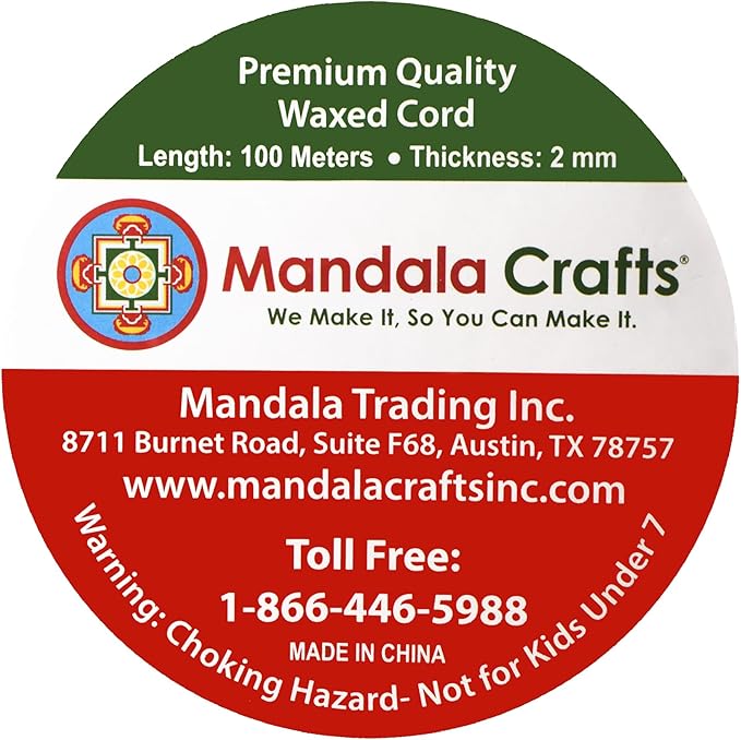 Mandala Crafts 2mm 109 Yards Tan Cotton Waxed Cord for Jewelry Making Bracelet Cord Waxed String - Beading String Thread Jewelry Cords for Necklaces String