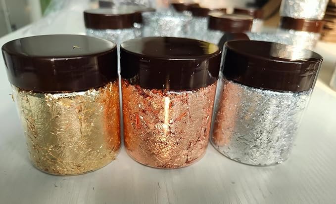 Gilding Flakes,Gold Foil Flakes for Resin,Blue Red Purple Pink Metallic Foil Flakes for Resin Jewelry Making,Nails,Painting Art,Crafts and Slime (Copper)