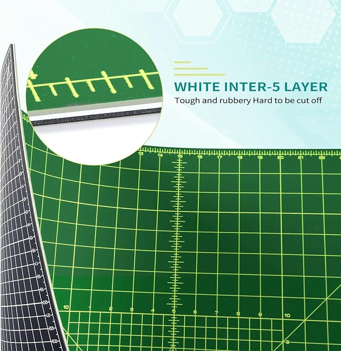 Extra Large 36" x 48" Self Healing Sewing Mat, WerkWise Rotary Cutting Mat, Double Sided 5-Ply 36x48 Inch Board for Quilting, Fabric, & Crafts, Designed for Use with Rotary Cutters (Green & Black)