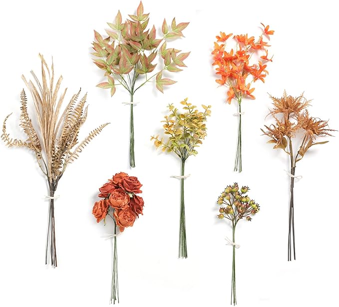 Serra Flora Artificial Greenery Stems Box Set,(Pack of 44pcs) with 7 Kinds of Faux Greenery Picks Filler for DIY Bridal Bouquets Wedding Floral Arrangement Table Centerpieces