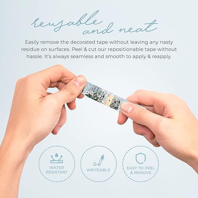 Blue Alice Adventures in Wonderland Playing Cards & Washi Tape Set - Stickers, Scrapbook Supplies, Crafts, Planner Accessories, Party Decor, Waterproof Card Games for Adults, Kids, Family & Travel