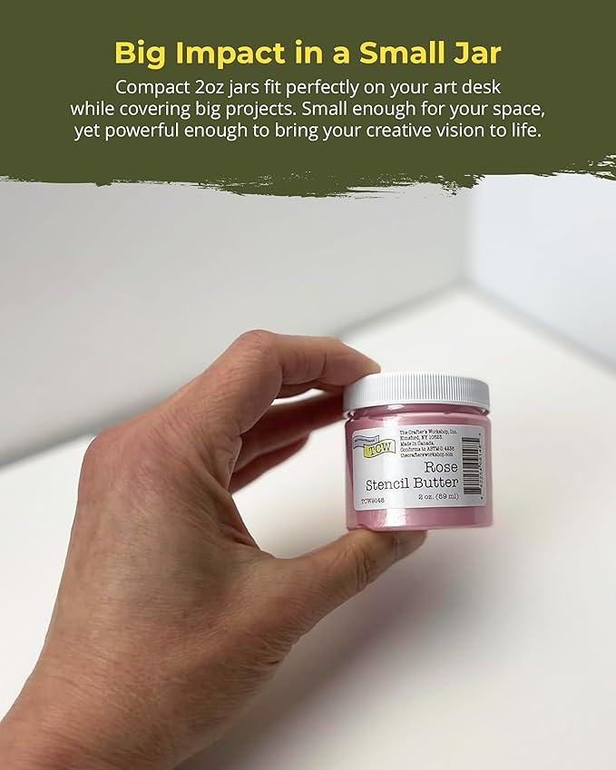 The Crafter's Workshop Stencil Butter Medium, Easy-to-Spread, Adds Shimmer, Shine and Colorful Texture, Cleans Up with Water, 4 pk, 2-oz Each, Petals and Herbs