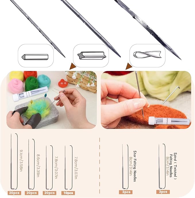 SOCNITC Needle Felting Tools, Needle Felting Kit, 4.5"x3.5" Needle Felting Pad, Wooden Handle Scissor for Beginner & Professional DIY