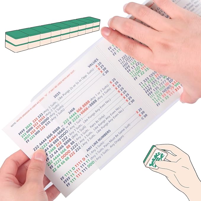 Frosted PVC Mahjong Card Sleeves - Waterproof Protectors for Mahjong Cards 2025, Soft Durable Cover fits 6.3x4.8 inch scorecard, Perfect for Mahjong Tile Set Gifts (Large-4)
