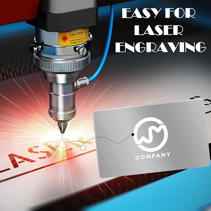 weparmeety 100 Pcs Sliver Metal Engraving Blanks Colorful Aluminum Sheet Laser Engraving Business Card Multipurpose DIY Gift Cards 86 x 54 x 0.21 mm