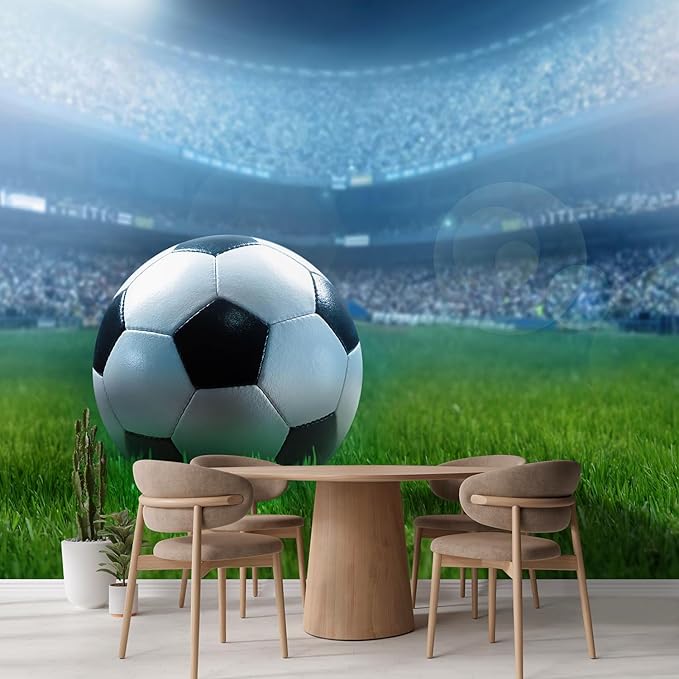 wall26 Close Up of a Football Ball on a Full Stadium Removable Wall Mural | Self- 132x192 inchesAdhesive Large Wallpaper - 132x192 inches