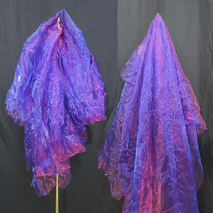 Two-Tone Iridescent Holographic Organza Fabric - 11 Yards | Lightweight Sheer Gauze Voile Tulle | for Dresses, Party Decor, DIY Crafts, Shiny Backdrops(Sapphire red)