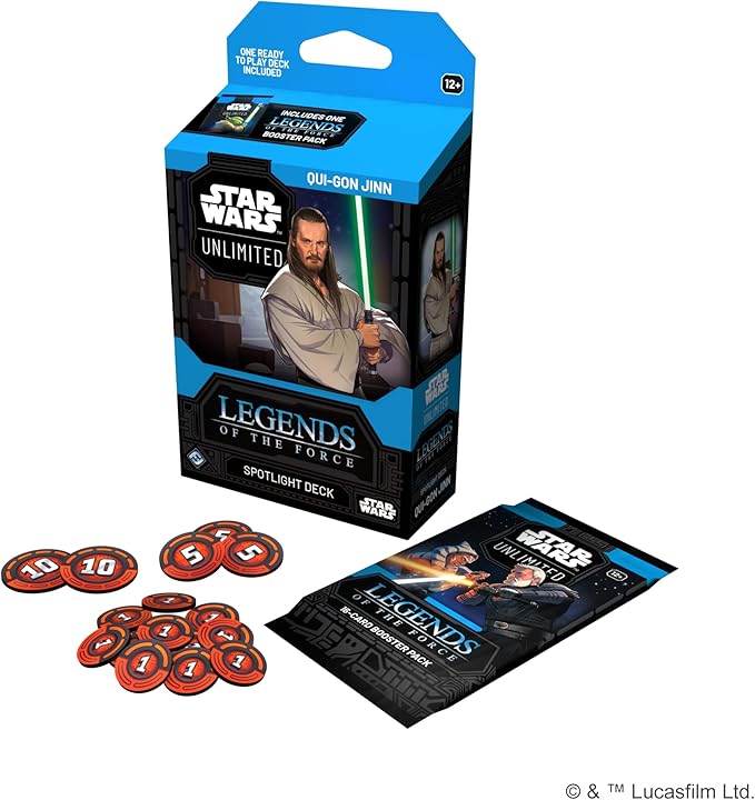 Star Wars: Unlimited TCG Legends of The Force Qui-Gon Jinn Spotlight Deck - Ready-to-Play 50-Card Deck with Exclusive Cards, Ages 12+, 2+ Players, 20 Minute Playtime, Made by Fantasy Flight Games