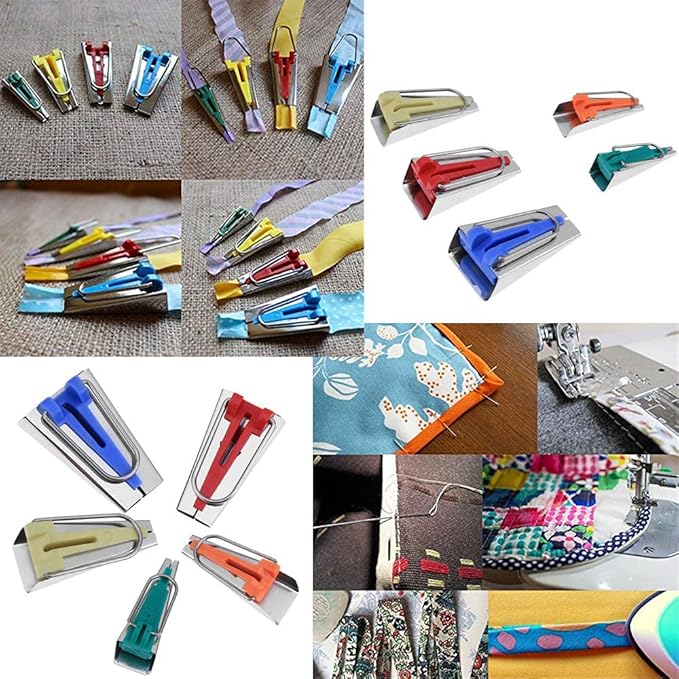 Bias Tape Maker,LNKA 5 Sizes 1/4" 3/8" 1/2" 3/4" 1" DIY Bias Tapes Tools Kit for Fabric Sewing and Quilting