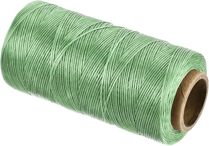 MECCANIXITY Waxed Thread,284 Yard 0.8mm 150D Flat Wax Thread Polyester Waxed String for Leather Sewing Hand Weaving Book Binding Home Decoration,Grass Green