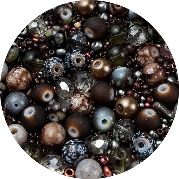Assorted Glass Resin Beads Multi Size Colors Smooth Cracked Gravel Millet Spacer Beads for Bracelets Necklace Earring DIY Jewelry Making Craft(Deep Amber Series)