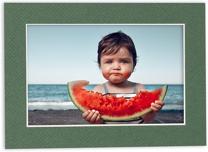 8x10 Mat Bevel Cut for 5x8 Photos - Acid Free Hunter Green Precut Matboard - For Pictures, Photos, Framing - 4-ply Thickness